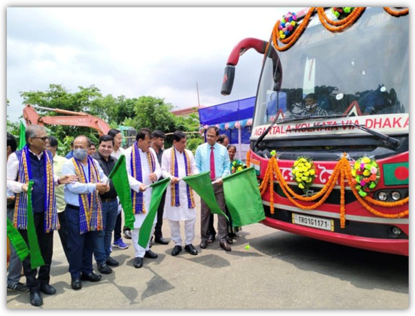 india-bangladesh-cross-border-bus-service-flagged-off--agartala