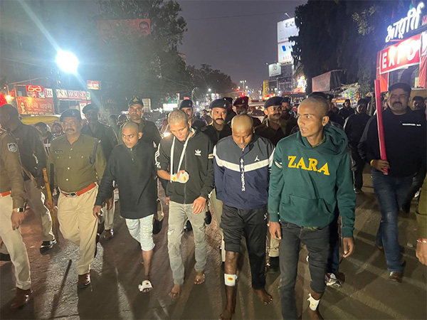 MP Police parade notorious criminals across streets for assaulting shopkeepers in Bhopal