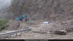 Badrinath National Highway blocked due to debris falling from the hill near Nandpra..